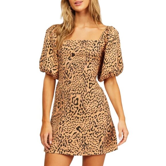 Billabong Dress Womens Size Small Paradise Leopard Print Off the Shoulder Mini - Picture 3 of 16